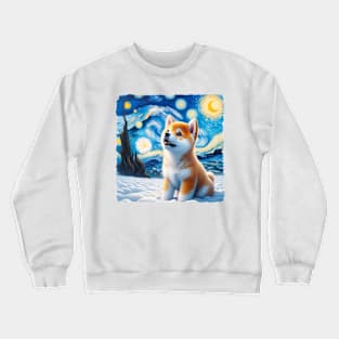 Starry Shiba Inu Dog Portrait - Pet Portrait Crewneck Sweatshirt